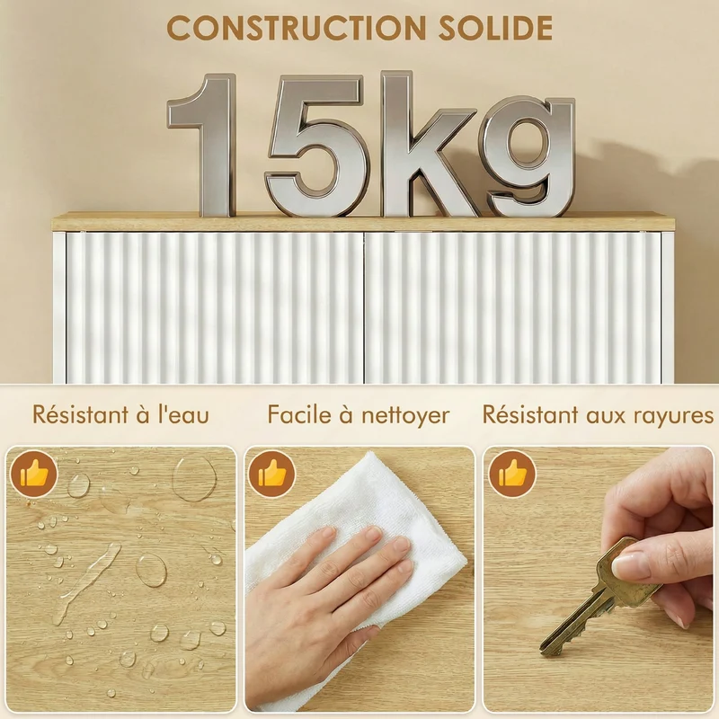 Meuble sous lavabo 60 x 30 x 61 cm étagère réglable rangement malin style moderne épuré en panneau de particules blanc 21_0002143