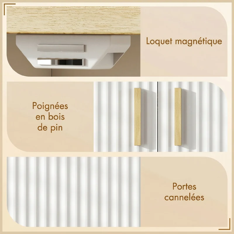 Meuble sous lavabo 60 x 30 x 61 cm étagère réglable rangement malin style moderne épuré en panneau de particules blanc 21_0002143