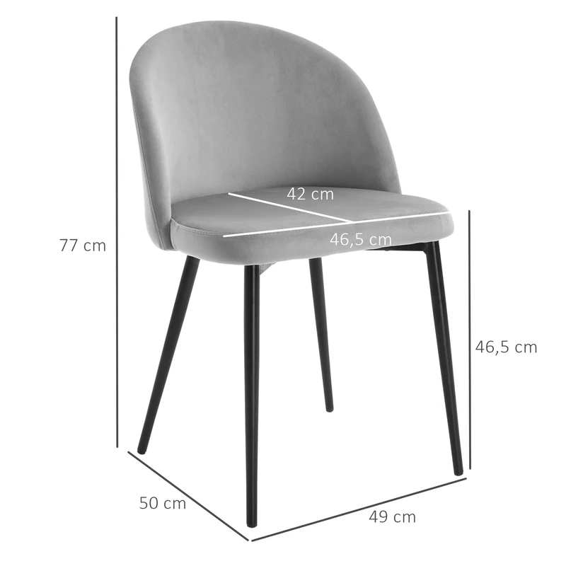 Lot de 4 chaises scandinaves salle à manger 49 x 50 x 77 cm assise rembourrée confortable design moderne en velours bleu 21_0002178