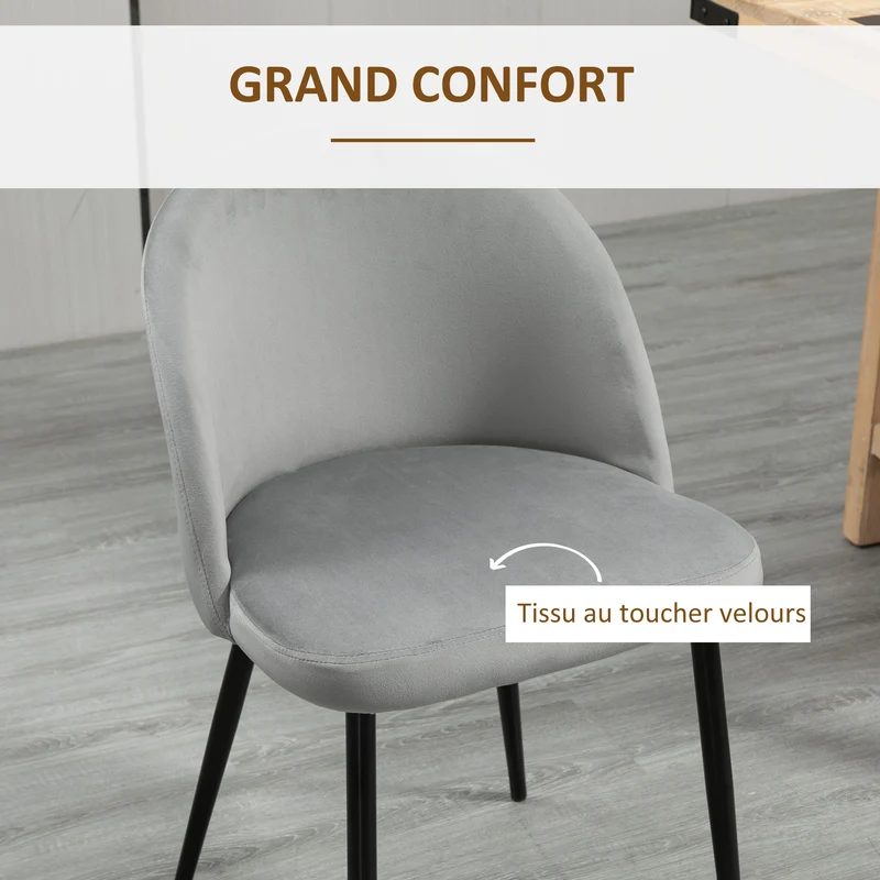 Lot de 4 chaises scandinaves salle à manger 49 x 50 x 77 cm assise rembourrée confortable design moderne en velours bleu 21_0002178
