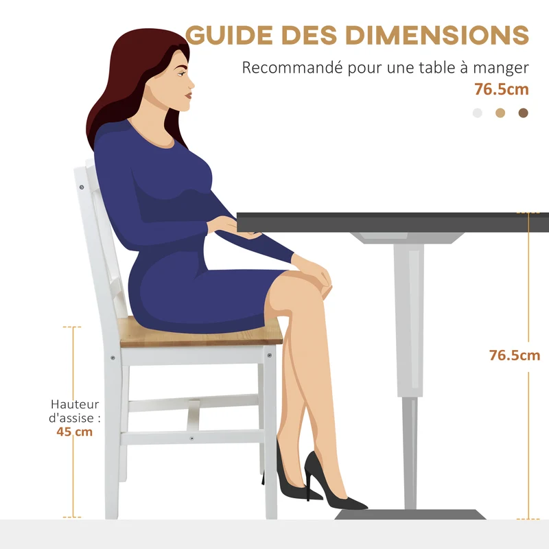 Lot de 4 chaises de salle à manger dossier croisé 41 x 46,5 x 86 cm assise confortable style campagne en bois blanc 21_0002366