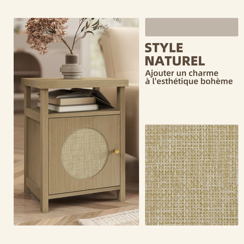 Lot de 2 tables de chevet 40 x 35 x 55 cm rangement optimisé étagère compartiment vintage en panneau de particules marron 21_0003744