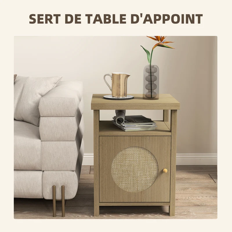 Lot de 2 tables de chevet 40 x 35 x 55 cm rangement optimisé étagère compartiment vintage en panneau de particules marron 21_0003744