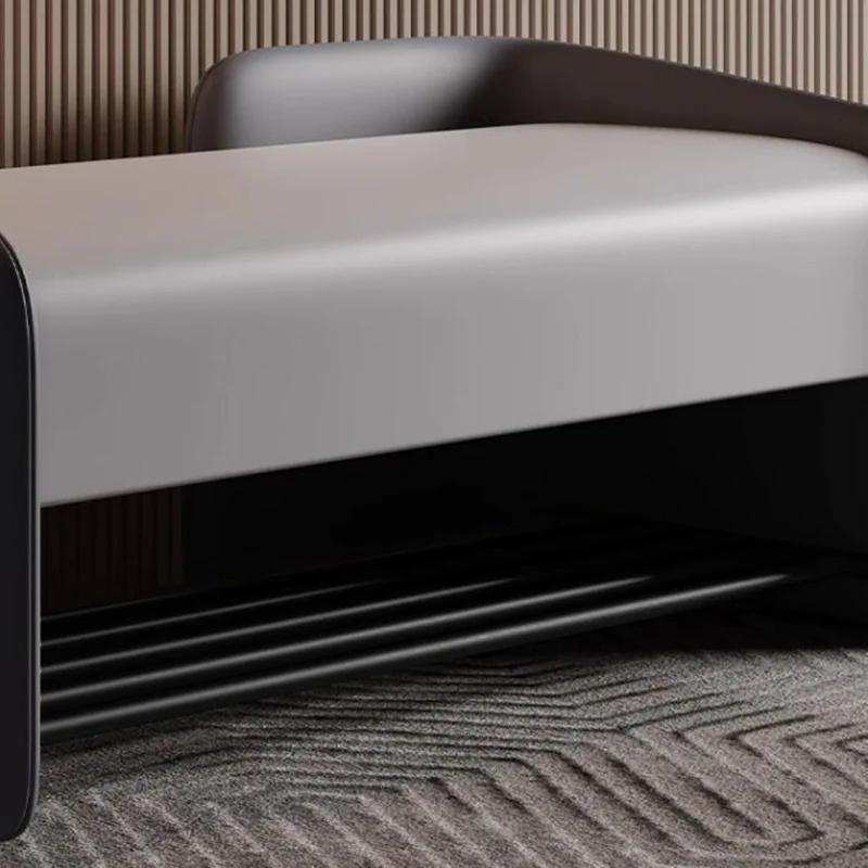 Contemporary Nordic Faux Nappa Leather Plywood Carbon Steel Rectangular Shoe Bench 1-Drawer For Entryway