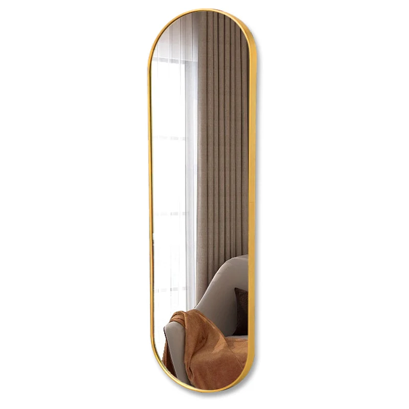 Modern Minimalist Oval Aluminum Alloy Glass Full-Length Wall Mirror For Living Room