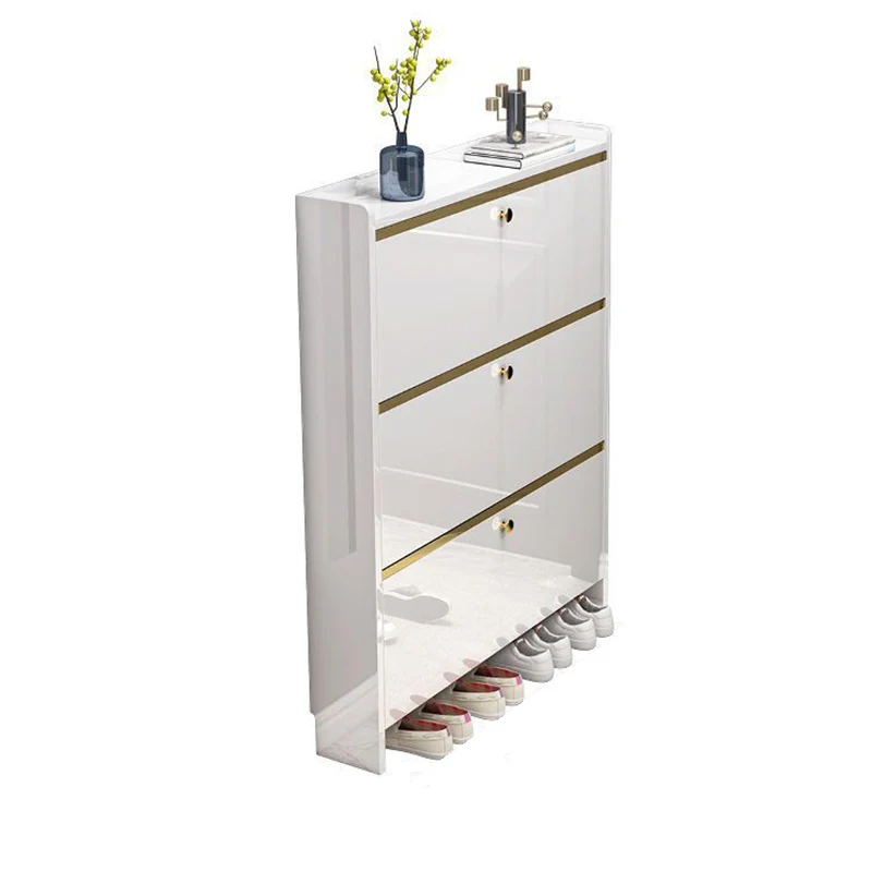 Contemporary Luxury MDF Plastic Rectangular Shoe Storage 3-Tier For Entryway