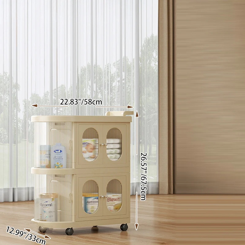 Modern Minimalist PP Plastic Oval Movable Foldable Storage Cabinet 2/3/4/5-Tier Baby Feeding Organizer For Living Room