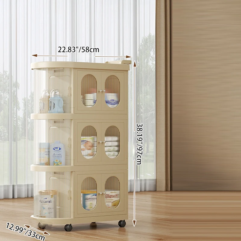 Modern Minimalist PP Plastic Oval Movable Foldable Storage Cabinet 2/3/4/5-Tier Baby Feeding Organizer For Living Room