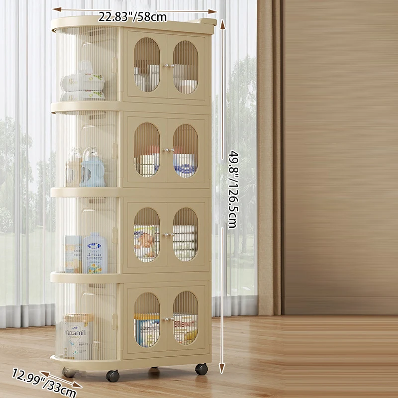 Modern Minimalist PP Plastic Oval Movable Foldable Storage Cabinet 2/3/4/5-Tier Baby Feeding Organizer For Living Room
