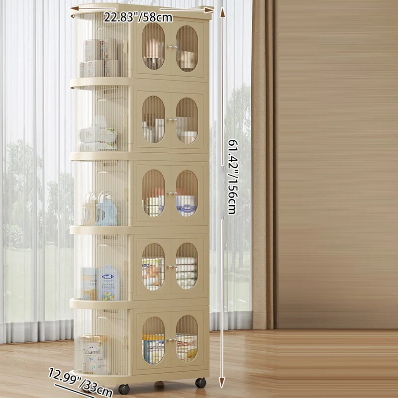 Modern Minimalist PP Plastic Oval Movable Foldable Storage Cabinet 2/3/4/5-Tier Baby Feeding Organizer For Living Room