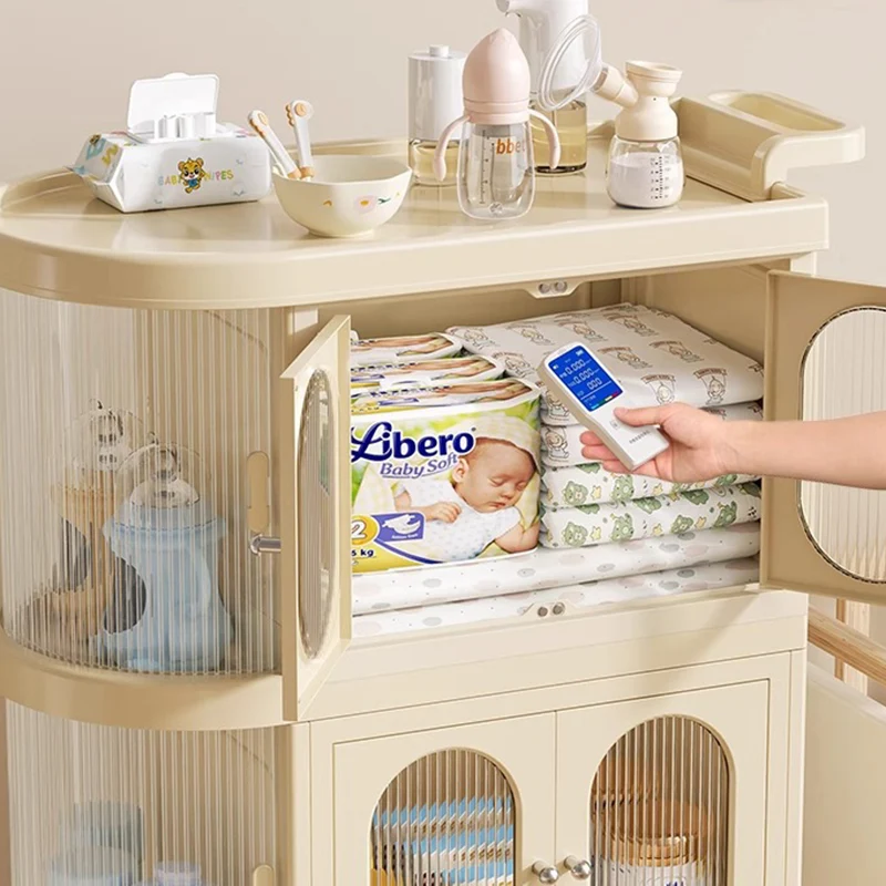 Modern Minimalist PP Plastic Oval Movable Foldable Storage Cabinet 2/3/4/5-Tier Baby Feeding Organizer For Living Room