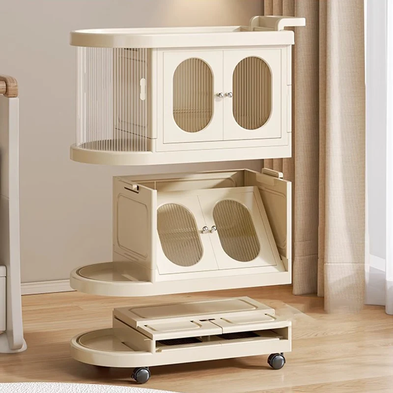 Modern Minimalist PP Plastic Oval Movable Foldable Storage Cabinet 2/3/4/5-Tier Baby Feeding Organizer For Living Room