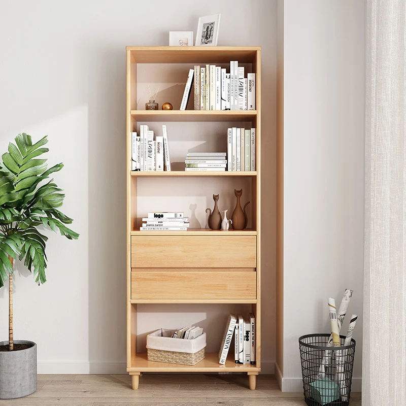 Modern Minimalist Rubber Wood Plywood Rectangular Cylindrical Storage Cabinet With 2 Drawers For Living Room