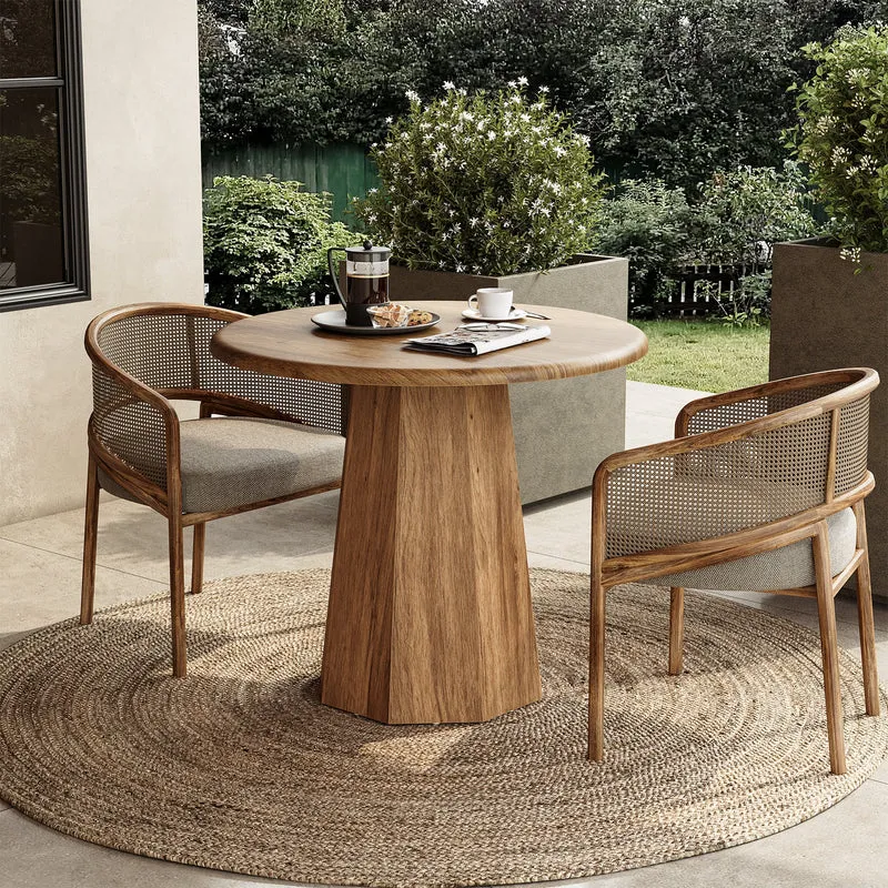 Table de salle à manger ronde Tribesigns 80 cm pour 2 à 4 personnes, Petite table de cuisine avec cadre robuste