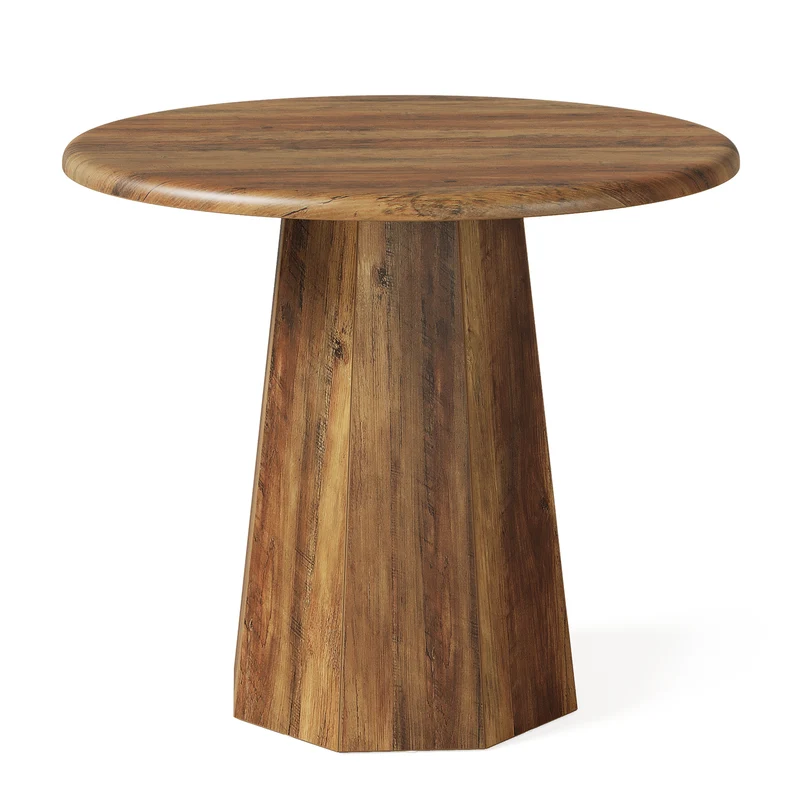 Table de salle à manger ronde Tribesigns 80 cm pour 2 à 4 personnes, Petite table de cuisine avec cadre robuste