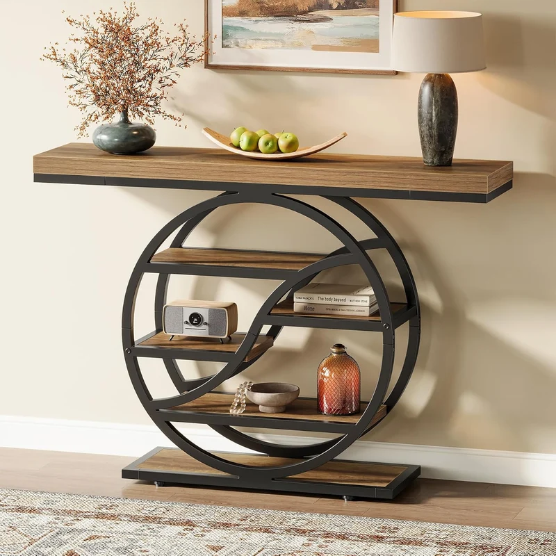 Tribesigns Table basse à 6 niveaux avec compartiments de rangement de 120 cm pour couloir et salon