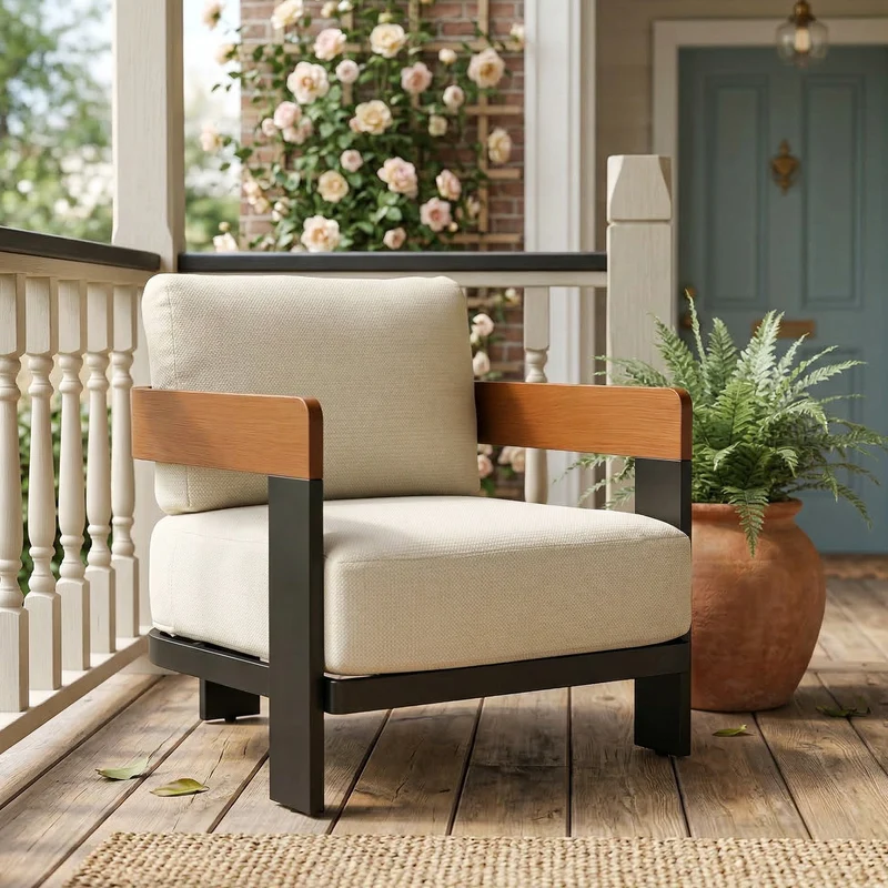Tribesigns Chaise longue d'extérieur, Chaise de patio avec coussins et structure en aluminium
