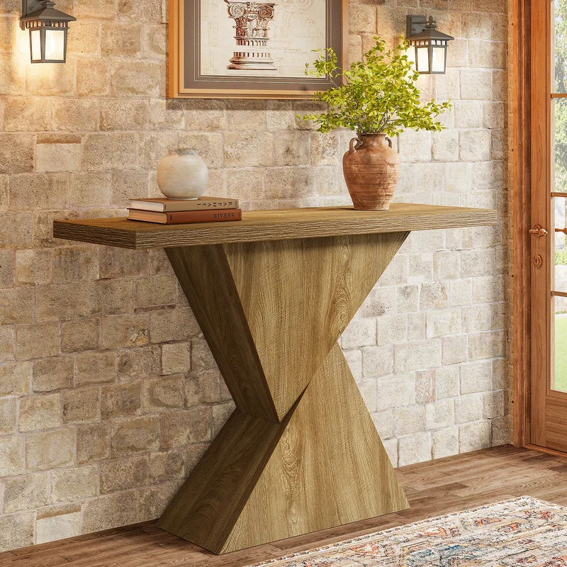 Tribesigns Console géométrique de 105 cm, Table-banc étroite de style campagnard