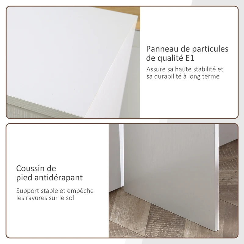 Bureau d'angle rotatif 180° 117 x 82 x 74 cm rangement intégré modulable design épuré en panneau de particules blanc 21_0002403