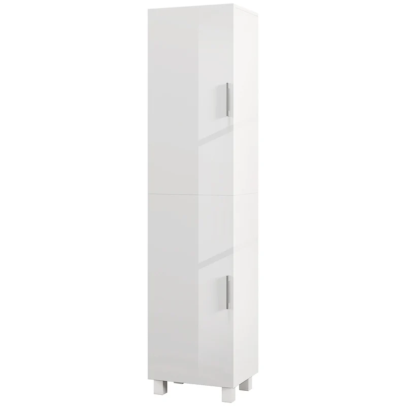 Armoire colonne salle de bain 40 x 30 x 167,5 cm gain de place étagères réglables moderne fini brillant en MDF blanc 21_0002047