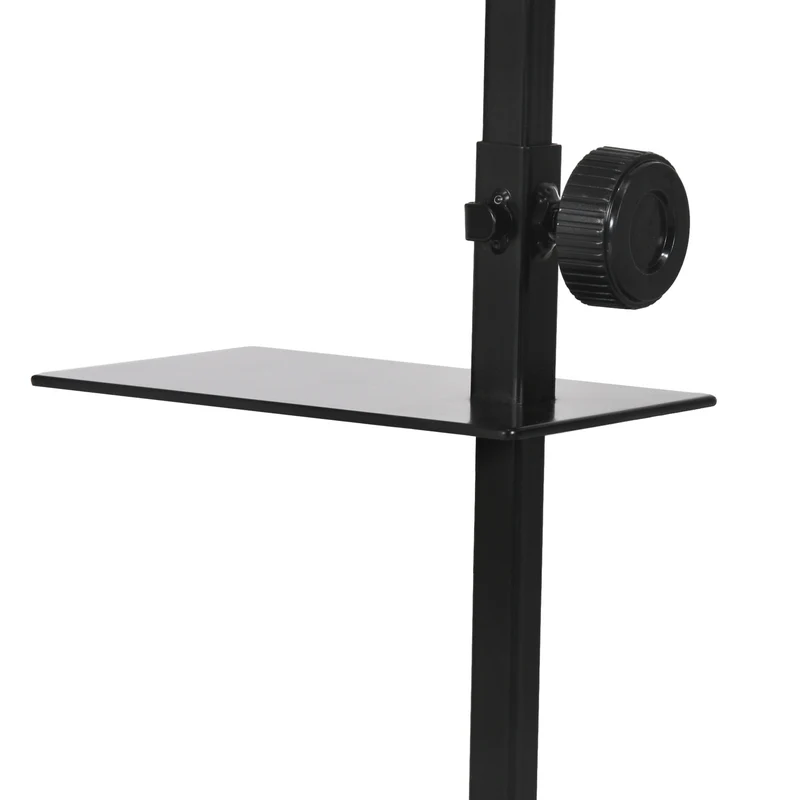 Support lampe chauffante pour reptiles 32 x 9 x 67 cm hauteur et largeur réglables base stable industriel en acier noir 21_0007854