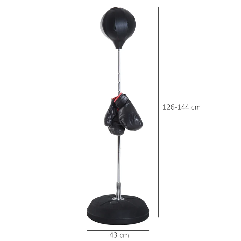 Sac de frappe sur pied 43 x 43 x 126-144 cm entraînement cardio et technique compact style industriel en acier noir 21_0006760