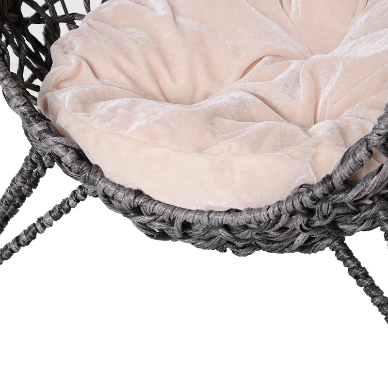 Panier pour chat niche surélevée boule 52 x 52 x 58 cm coussin amovible moelleux entrée design scandinave en résine gris 21_0007633