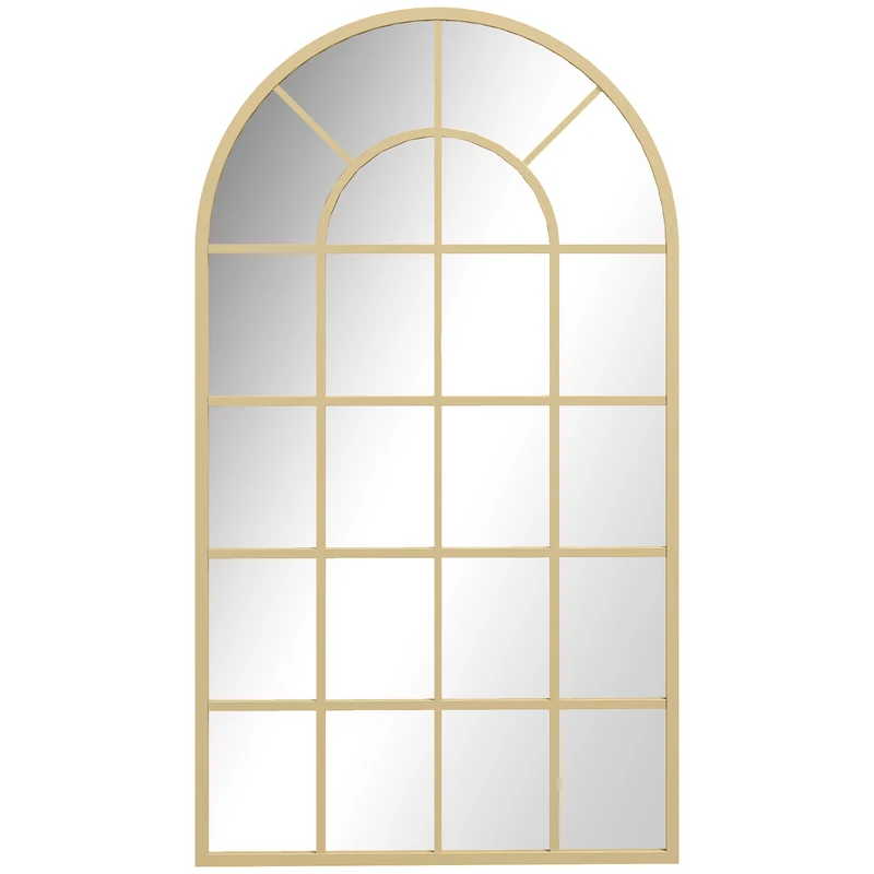 Miroir verrière arche 110 x 65 x 2,5 cm agrandit l'espace à fixer ou poser style industriel décoratif en métal doré 21_0001292
