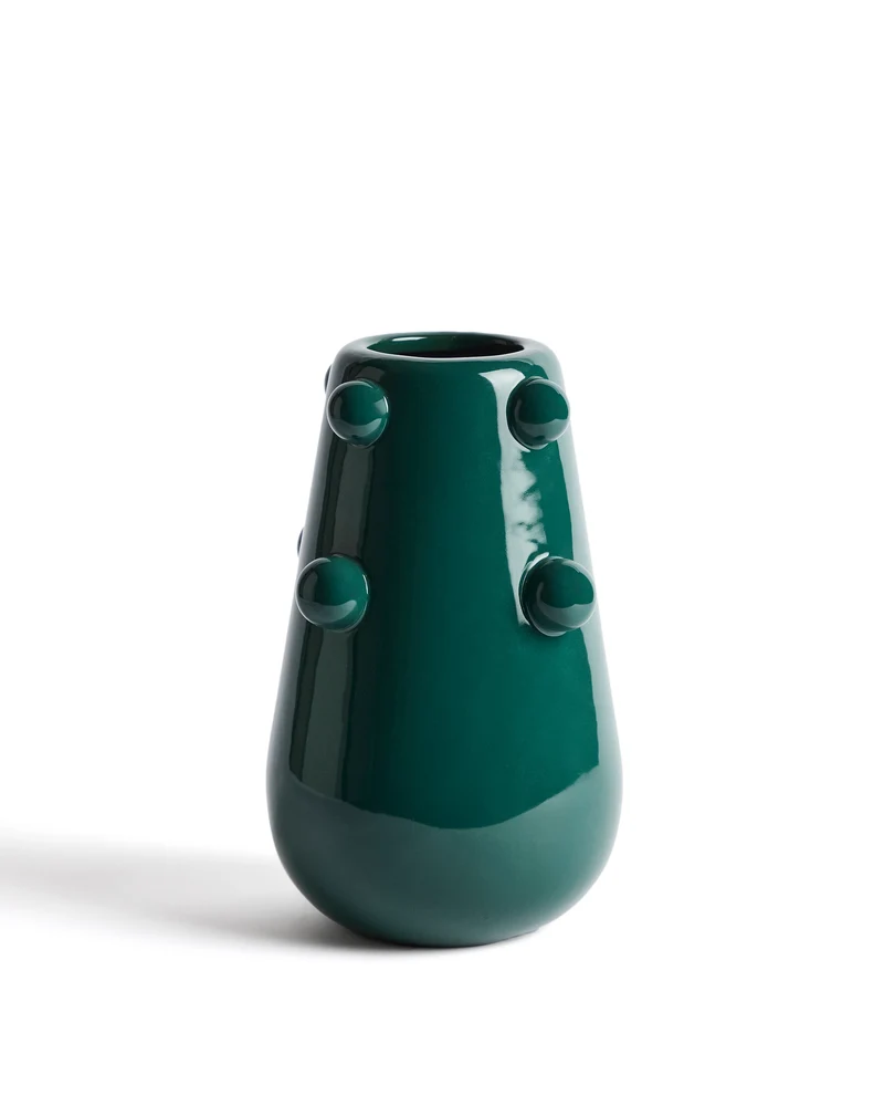 Odra vase in dark green ceramic with glossy finish 25.5cm