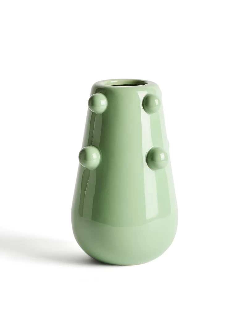 Odra vase in light green ceramic with glossy finish 25.5cm