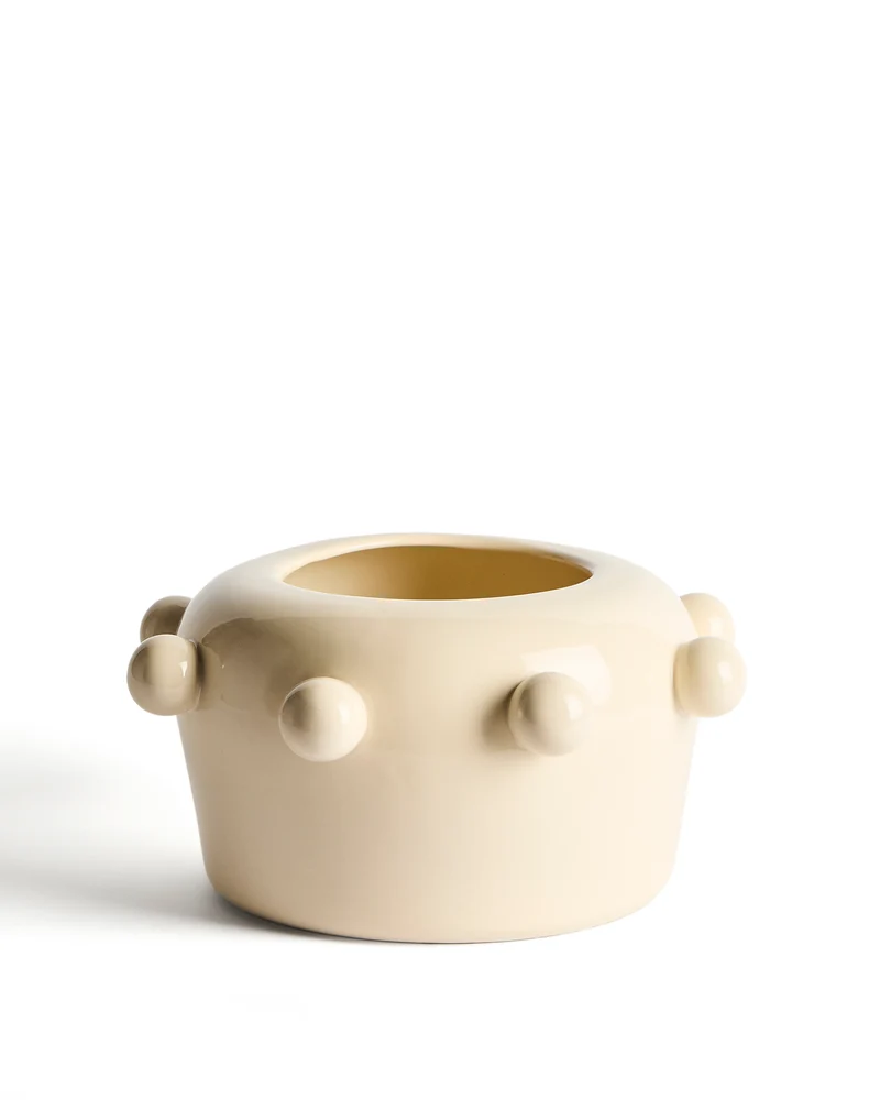 Odra vase in ecru ceramic with glossy finish 17cm