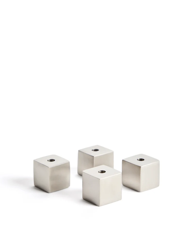 Acadia set of 4 stainless steel candle holders with matte silver finish