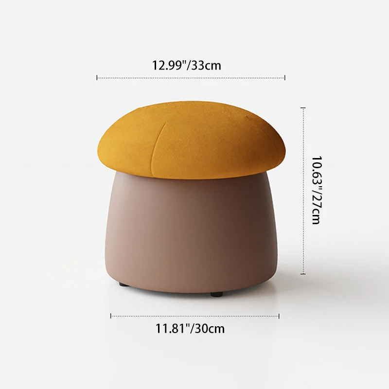 Contemporary Nordic Cartoon Mushroom Velvet Plywood Sponge Lightweight Portable Low Stool Backless Armless For Living Room
