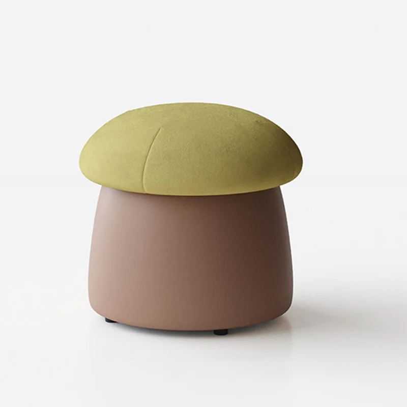 Contemporary Nordic Cartoon Mushroom Velvet Plywood Sponge Lightweight Portable Low Stool Backless Armless For Living Room