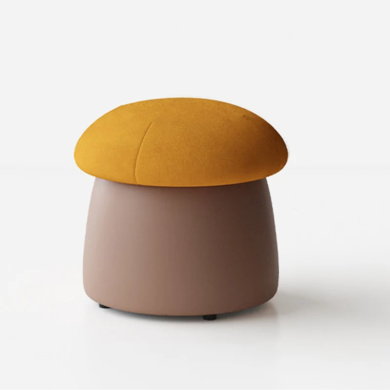 Contemporary Nordic Cartoon Mushroom Velvet Plywood Sponge Lightweight Portable Low Stool Backless Armless For Living Room