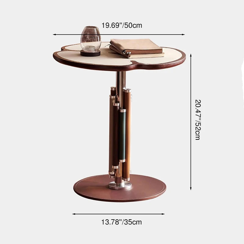 Traditional French Saddle-Style Faux Leather Stainless Steel Panel Petal Arched End Table 1-Tier For Living Room