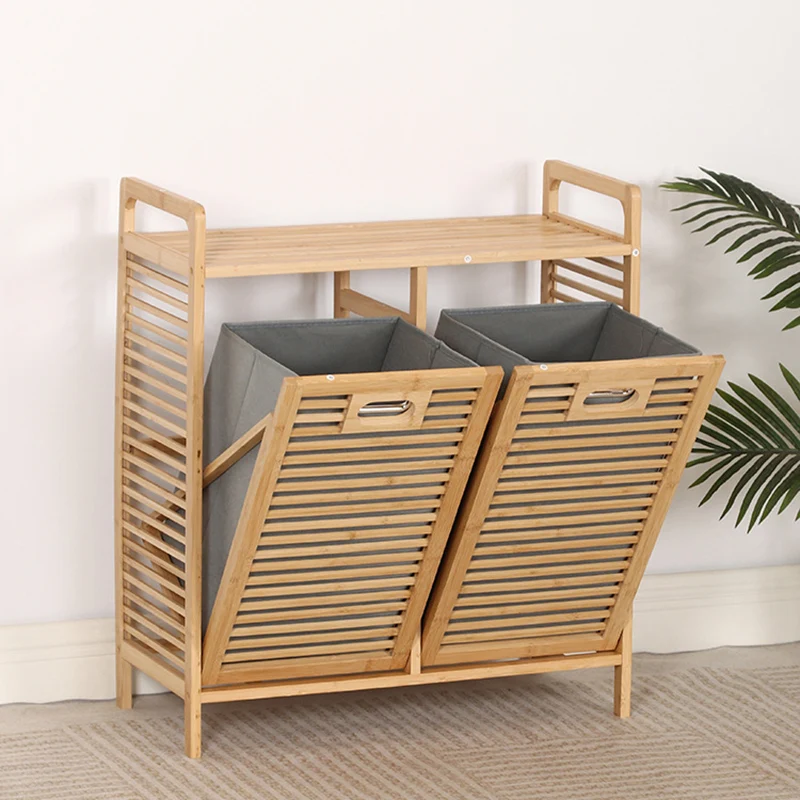 Modern Minimalist Bamboo Fabric Open Square Storage Cabinet With 2 Storage For Living Room