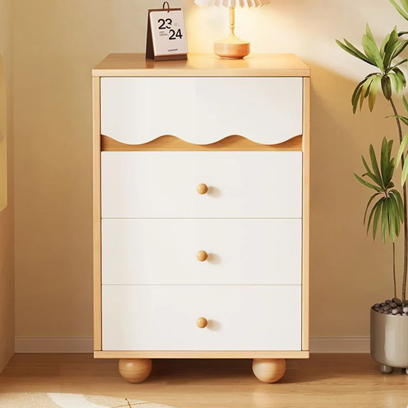 Traditional French Eco-Friendly Engineered Wood Pine Wood Legs Ripple Rectangular Storage Cabinet With 3/4 Drawers For Living Room
