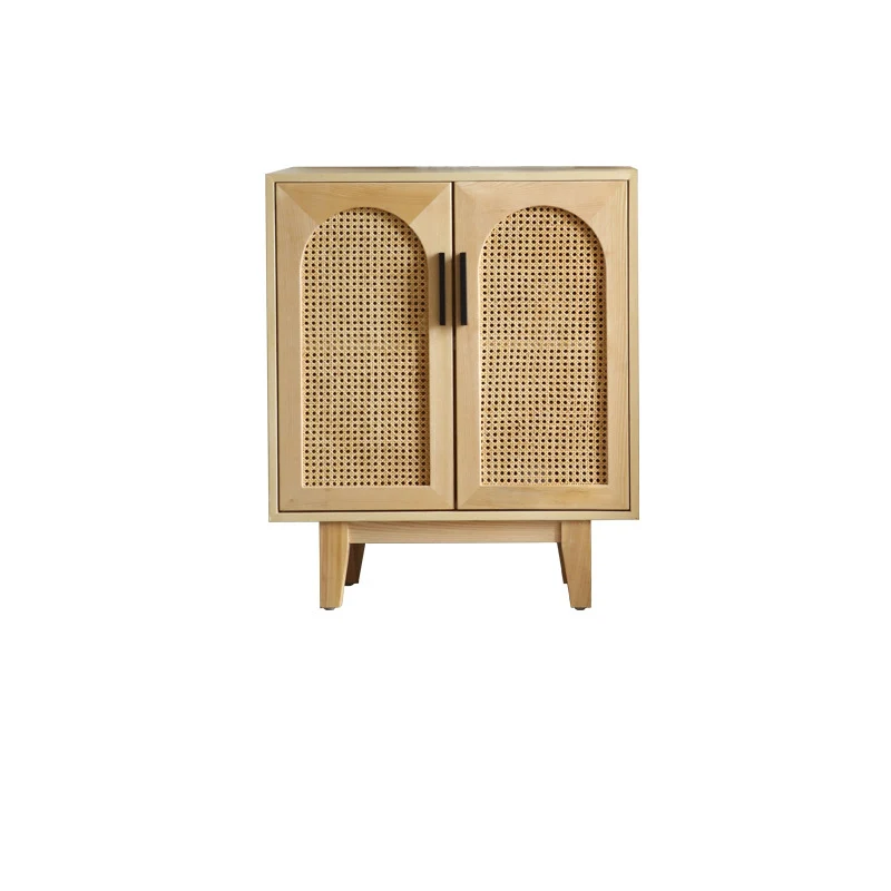 Traditional Japanese Ash Wood Rattan Plywood Rectangular Storage Cabinet With 2/3/4 Storage For Living Room