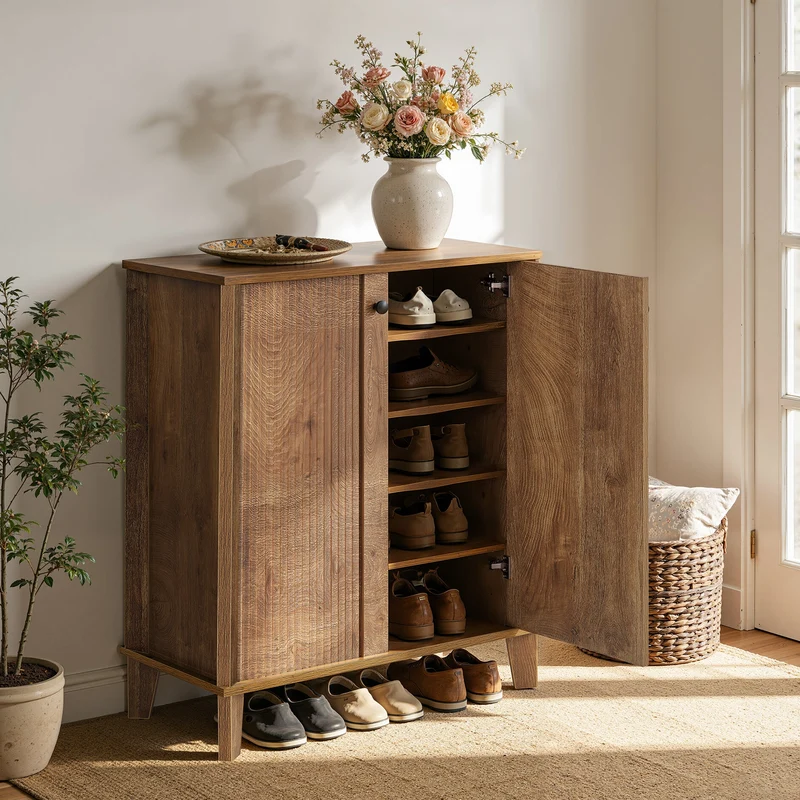Tribesigns Meuble à chaussures 80 cm, Armoire à chaussures moderne à 5 niveaux avec portes et étagères réglables