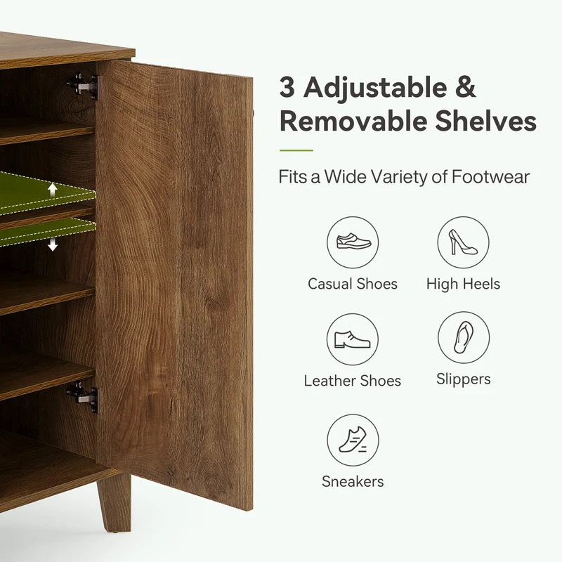 Tribesigns Meuble à chaussures 80 cm, Armoire à chaussures moderne à 5 niveaux avec portes et étagères réglables