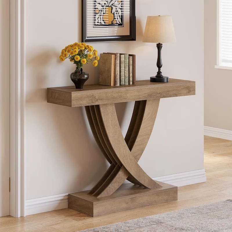 Tribesigns Console étroite de 110 cm avec structure en bois, Table d'appoint polyvalente pour entrée