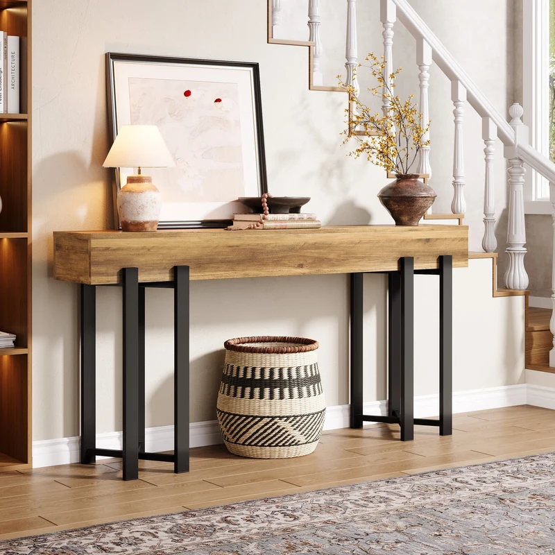 Tribesigns Console de 160 cm, Table-banc en bois pour hall d'entrée
