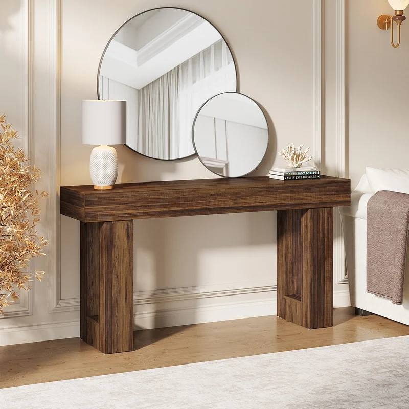 Tribesigns Console rectangulaire en bois de 160 cm de diamètre à placer derrière un canapé