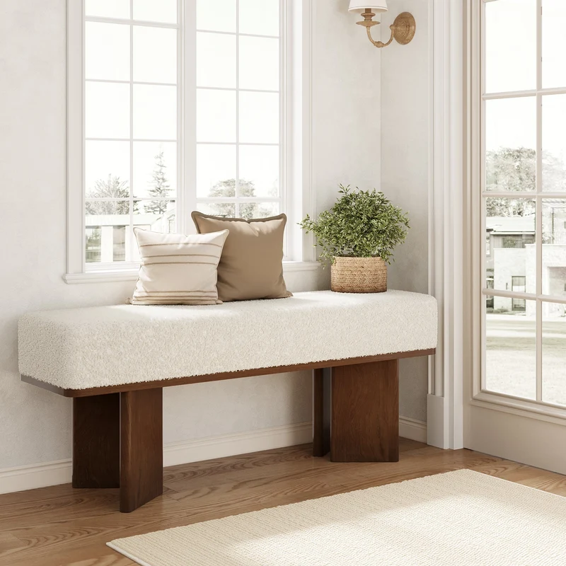 Tribesigns Banc de rangement, Étagère à chaussures de 120 cm Tabouret de lit avec coussin