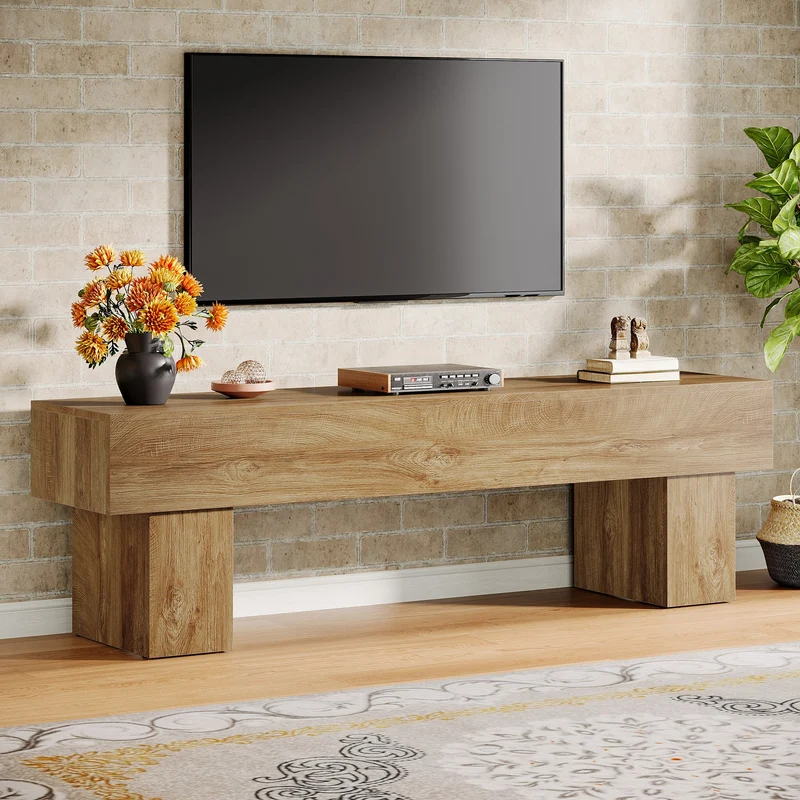 Tribesigns Meuble TV 160 cm, Centre multimédia style ferme pour salon et télévision