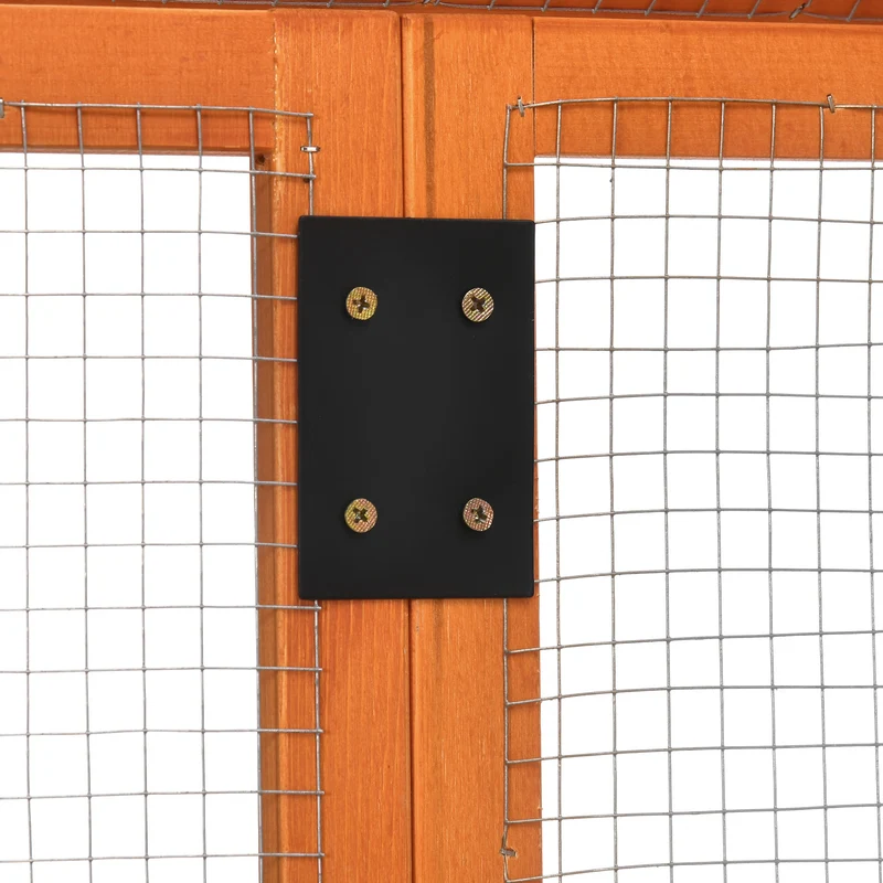 Enclos pour poules grillagé extérieur 140 x 88,5 x 106 cm sécurité portes verrouillées confort rustique en bois orange 21_0007961