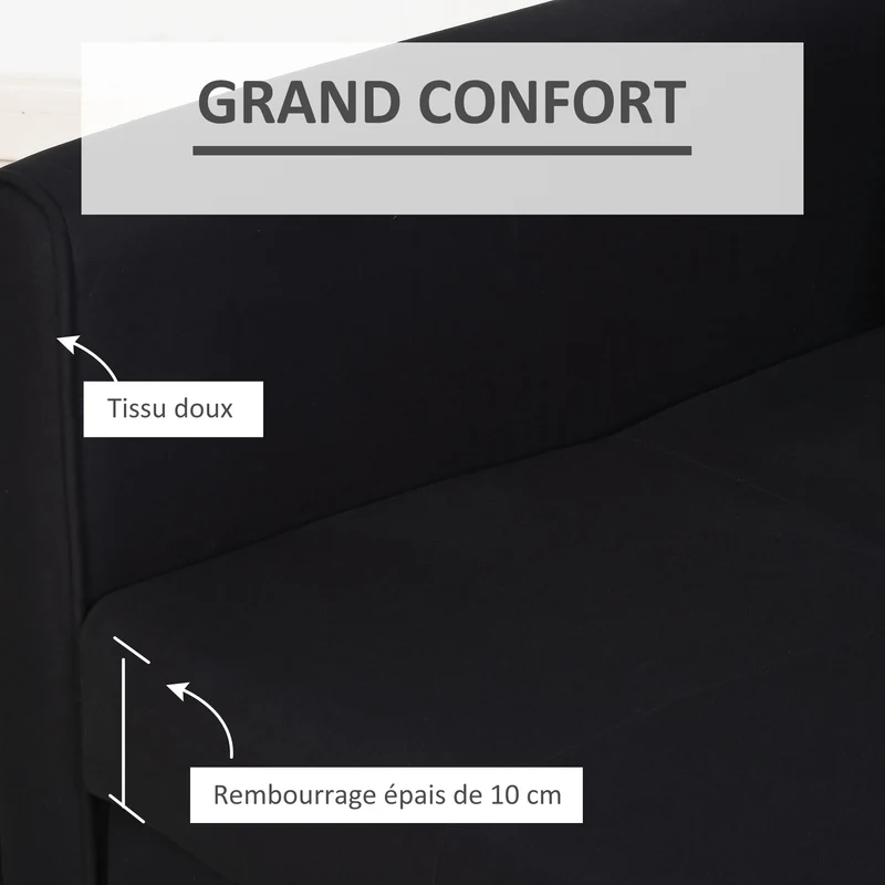 Canapé-lit 2 places convertible pour petit studio 152 x 101 x 81 cm avec coffre et 2 coussins épuré en coton gris foncé 21_0001768