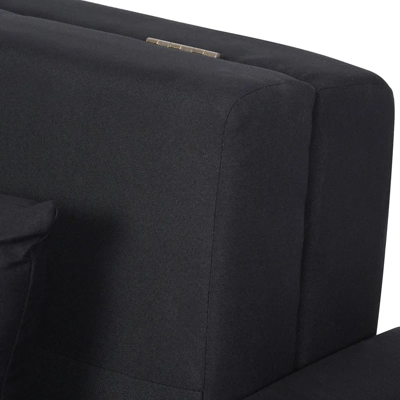 Canapé-lit 2 places convertible pour petit studio 152 x 101 x 81 cm avec coffre et 2 coussins épuré en coton gris foncé 21_0001768