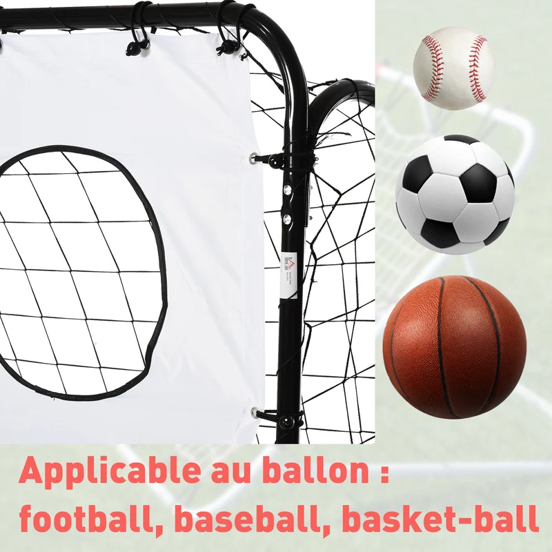But de football 2 en 1 précision entraînement 240 x 88 x 174 cm filets 5 cibles montage facile moderne en métal blanc 21_0006628